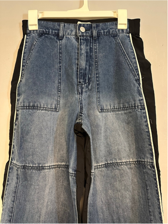 Women's PacSun Wide Leg Jeans XS Blue Black denim nylon Y2K high-rise baggy - Picture 4 of 6